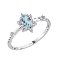 Pırlanta ve Sky Blue Topaz Buz Kristali Yüzük