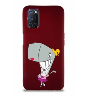 Oppo A72 Soft Premier Kapak Pearl Yengeç Tasarımlı Silikon Kılıf - Mürdüm (Şeffaf)