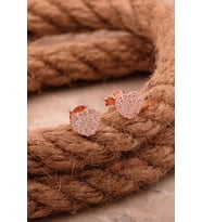 Kalp Mini Rose Gümüş Küpe 6204