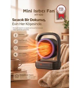Torima Mini Isıtıcı Fan Taşınabilir Sessiz Hızlı Isıtma 500W Kompakt Isıtıcı HT100 Siyah