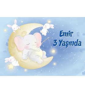 Sevimli Fil Temalı Doğum Günü Afişi 35X50 cm