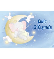 Sevimli Fil Temalı Doğum Günü Afişi 35X50 cm