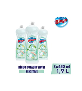Bingo Bulasık Deterjanı Sensitive 650ml X 3 Adet
