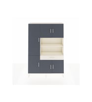 Arges Dolap 10 Raflı Tek Çekmeceli 6 Kapaklı 132x30x195 Aytaşı-Antrasit/Aytaşı