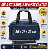 Lacivert Orta Boy Seyahat Çantası 50x27x22 cm El Valizi Spor & Yolculuk Çantası Çok Amaçlı Kullanım