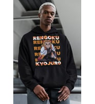 Rengoku Kyojuro Baskılı Unisex Oversize Kimetsu No Yaiba Anime Hoodie