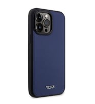 TUMI iPhone 14 Pro Max Kılıf TUMI M-safe Şarj Özellikli Deri Noktalı Dizayn Kapak (Mavi)