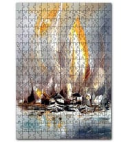 Cakapuzzle Yelkenli Gemiler Yağlıboya Resim Puzzle Yapboz MDF (Ahşap) (120 Parça)