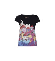 Biggdesign Owl and City Kadın T-Shirt (Siyah)