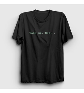 Presmono Unisex Siyah Wake Up Neo Film The Matrix T-Shirt 254043tt