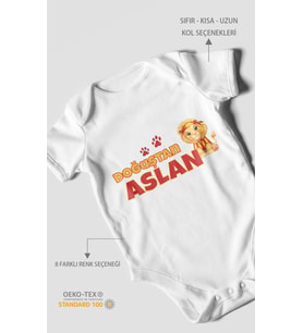 Doğuştan Aslan Kısa Kollu Bebek Body %100 Pamuk
