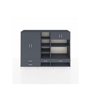 Hyperion Dolap 12 Raflı 4 Çekmeceli 4 Kapaklı 220x44x163 Antrasit-Antrasit