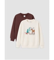 LCW Kids Kahverengi 2'li Baskılı Erkek Çocuk Kalın Sweatshirt