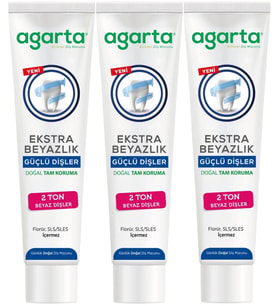 Agarta Doğal Tam koruma Diş Macunu 75 ML Ekstra Beyazlık Güçlü Dişler (Leke Önleyici) (3 Lü Set)