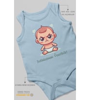 Sakinleşmem Ücretlidir Baskılı Bebek Zıbını – Çıtçıtlı Body  %100 Pamuk Sıfır Kol (Bebek Mavisi)