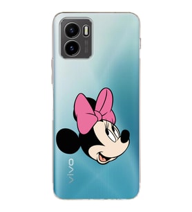 Vivo Y15s 2021 Uyumlu Kamera Korumalı Kapak Minnie Mouse Tasarımlı Şeffaf Silikon Kılıf