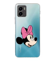 Vivo Y15s 2021 Uyumlu Kamera Korumalı Kapak Minnie Mouse Tasarımlı Şeffaf Silikon Kılıf