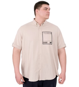 Mode XL Büyük Beden Erkek Gabardin Gömlek Mode09 U25603 Bej