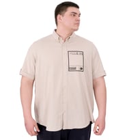 Mode XL Büyük Beden Erkek Gabardin Gömlek Mode09 U25603 Bej