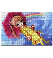 Cakapuzzle Anime Şemsiyeli Küçük Kız ve Gökkuşağı  Puzzle Yapboz MDF (Ahşap) (120 Parça)