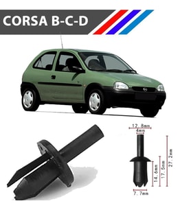 Opel Corsa B-C-D Davlumbaz Klipsi 1719242 M1696-11 25 Adet