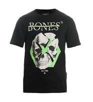 Bonesmen Yuvarlak Yaka T-shirt YESIL ÇIZGI KURUKAFA (Siyah)