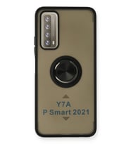 Pilelistore   Huawei P Smart 2021 Kılıf Montreal Yüzüklü Silikon Kapak - Siyah