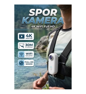 WiFi Bağlantılı 4K Spor Kamera Su Geçirmez 30 Metre Geniş Açılı Lensli Aksiyon Kamera