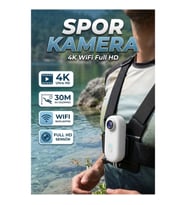 WiFi Bağlantılı 4K Spor Kamera Su Geçirmez 30 Metre Geniş Açılı Lensli Aksiyon Kamera