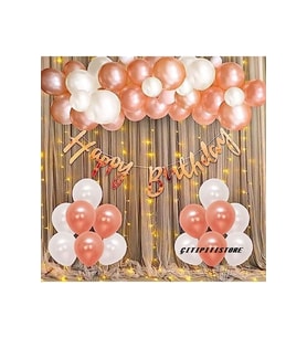 Çıtıpıtıstore Lüks Rose Gold Doğum Günü Balon Zincir Set
