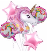 Pazariz  Mutluluk 5'li Pembe Unicorn Folyo Balon Seti