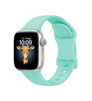 Apple Watch 7/8/9 41mm Kordon Çift Geçmeli Silikon Kordon Strap Kayış 131 (Açık Yeşil)