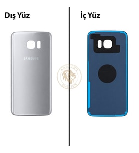 Samsung Galaxy S7 Edge Gümüş Renk Arka Kapak Arka Cam Batarya Kapağı Pil Kapağı Lazer Kesim Back Cover Galaxy S7 Edge Uyumlu