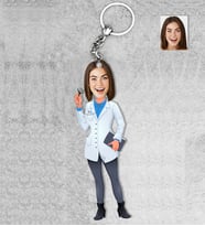 Kişiye Özel Kadın Doktor Ahşap Anahtarlık-3