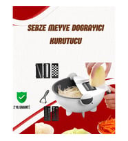 Mey İthalat® Süzgeçli Çok Fonksiyonlu Döner Rende ve Doğrayıcı