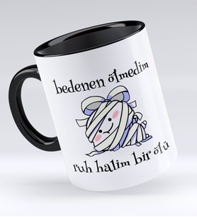 Bk Gift Ruh Halim Bir Ölü Tasarımlı Siyah Kupa Bardak - Model 1