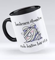 Bk Gift Ruh Halim Bir Ölü Tasarımlı Siyah Kupa Bardak - Model 1