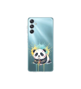 Samsung Galaxy M34 ile Uyumlu Splash Panda Tasarımlı Şeffaf Silikon Kılıf