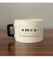 Amca Baskılı Siyah Kulplu C Fincan