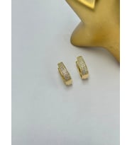 Zirkon Taş Detay Halka Küpe (Pirinç Kaplama)