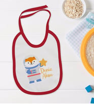 BK Kids Kişiye Özel Sevimli Astronot Tasarımlı Kırmızı Bebek Mama Önlüğü-3