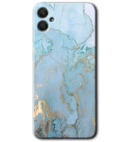 Galaxy A05 Kılıf HD Desen Baskılı Kılıf - Mavi Gold Mermer