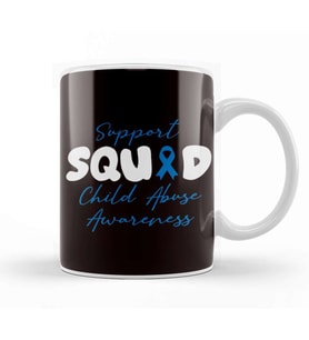 Support Squad Child Abuse Prevention Month Blue Ribbon Kupa Bardak Porselen