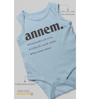 Annem Baskılı Bebek Zıbını – Çıtçıtlı Body 8 Renk  %100 Pamuk Sıfır Kol (Bebek Mavisi)