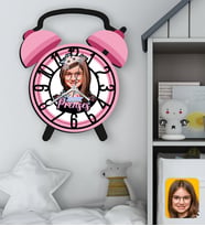 BK Gift Kişiye Özel Prenses Karikatürlü Pembe Retro Çalar Saat Tasarımlı Kabartma Figürlü Ahşap Çocuk Duvar Saati-2, Ev Dekoru, Çocuk Odası Aksesuar