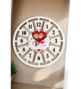 Sevgiliye En Güzel Hediye Duvar Saati 40cm 012 (Beyaz)