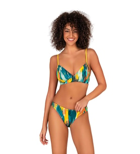 Endeep Kadın Kruvaze Yaka Desenli Bikini Takımı
