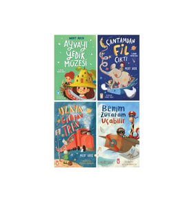 Mert Arık 4 Kitap Set-Ayvayı Yedik Müzesi-Çantamdan Fil Çıktı-Benim Zürafam Uçabilir-Uzaya Gide Tren (Karışık)