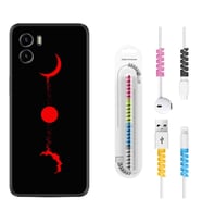 Vivo Y15S Y32 Y33S Y51 Y53S Kılıf Kablo Koruma Spiral Silikon Red Moon 1710