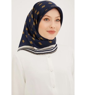 Armine Nostalji Sura İpek Eşarp 8959DS-05 (Lacivert)